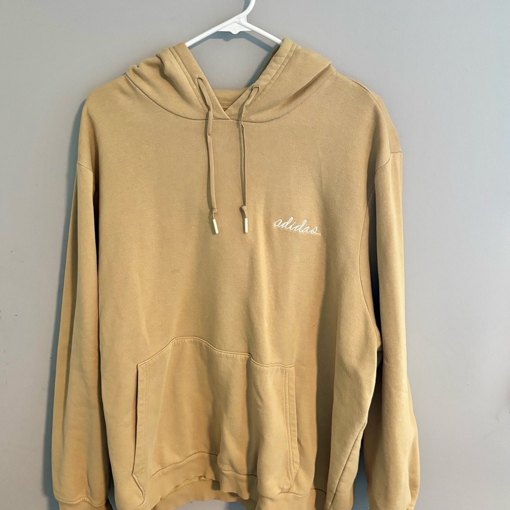 Adidas Script Beige Pullover Hoodie Women’s Size XL - Picture 3 of 7